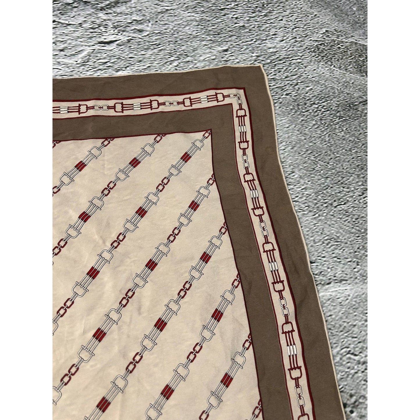 Celine silk scarf vintage brown beige chains
