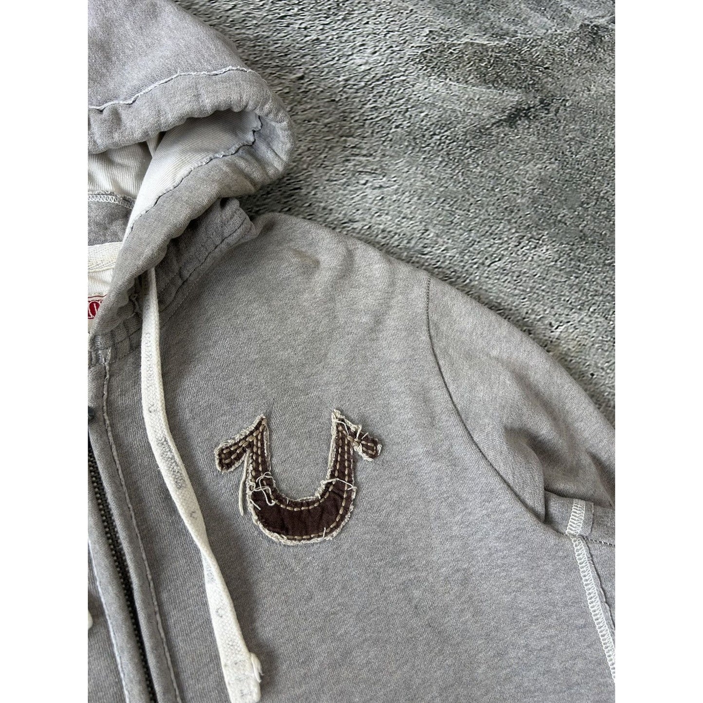 True Religion zip hoodie vintage contrast stitching Y2K