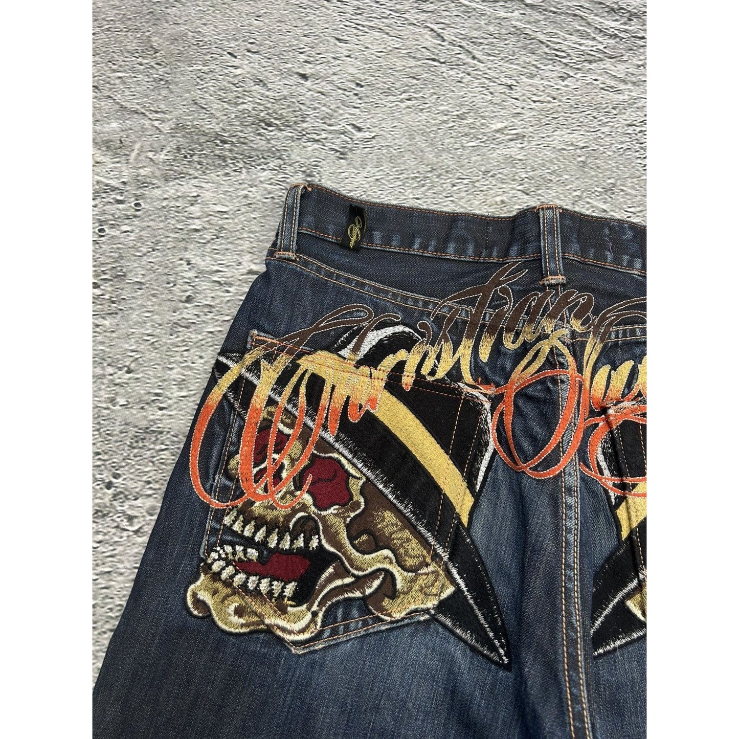 Ed Hardy Christian Audigier vintage jeans big logo pants