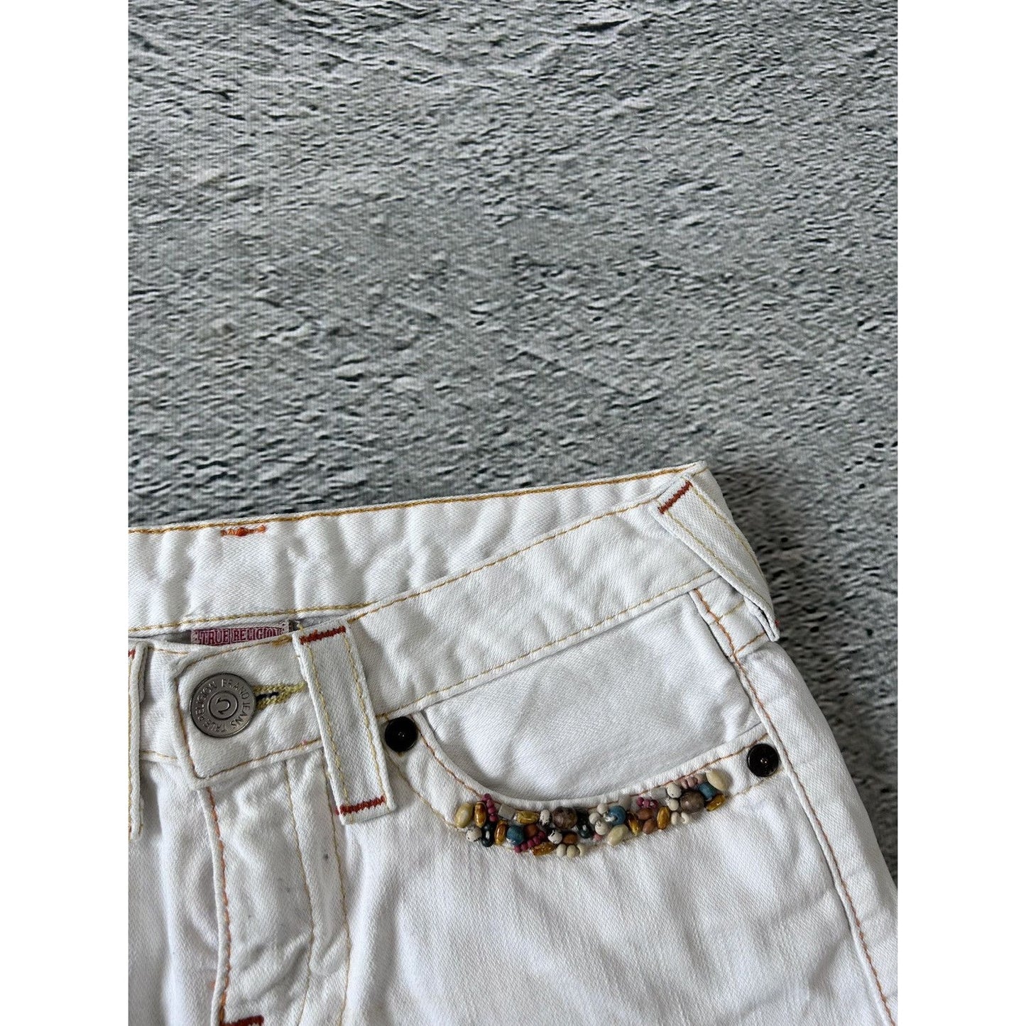 True Religion vintage mini skirt denim white