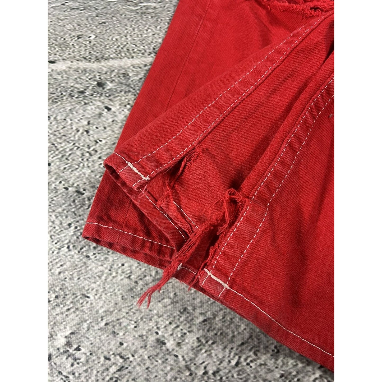 True Religion red jeans contrast stitching straight w flaps