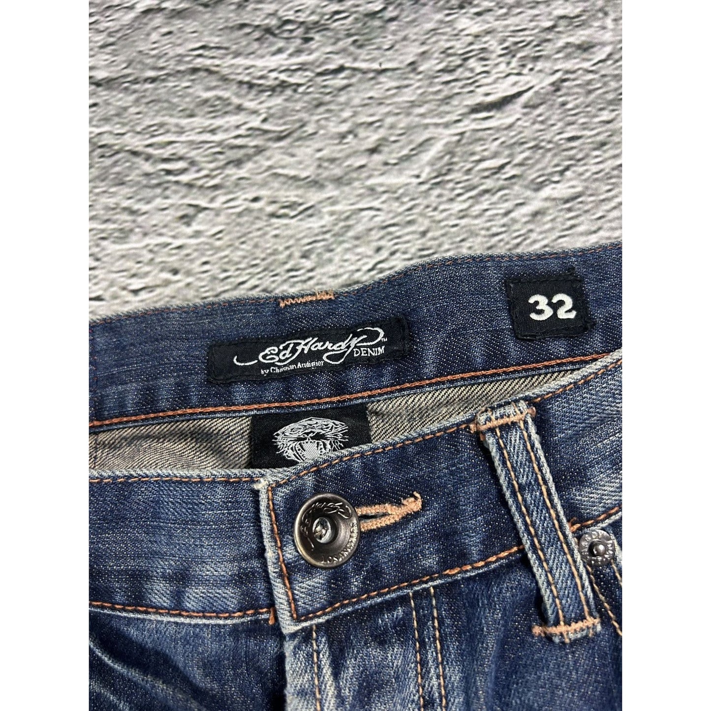 Ed Hardy Christian Audigier vintage jeans big logo pants