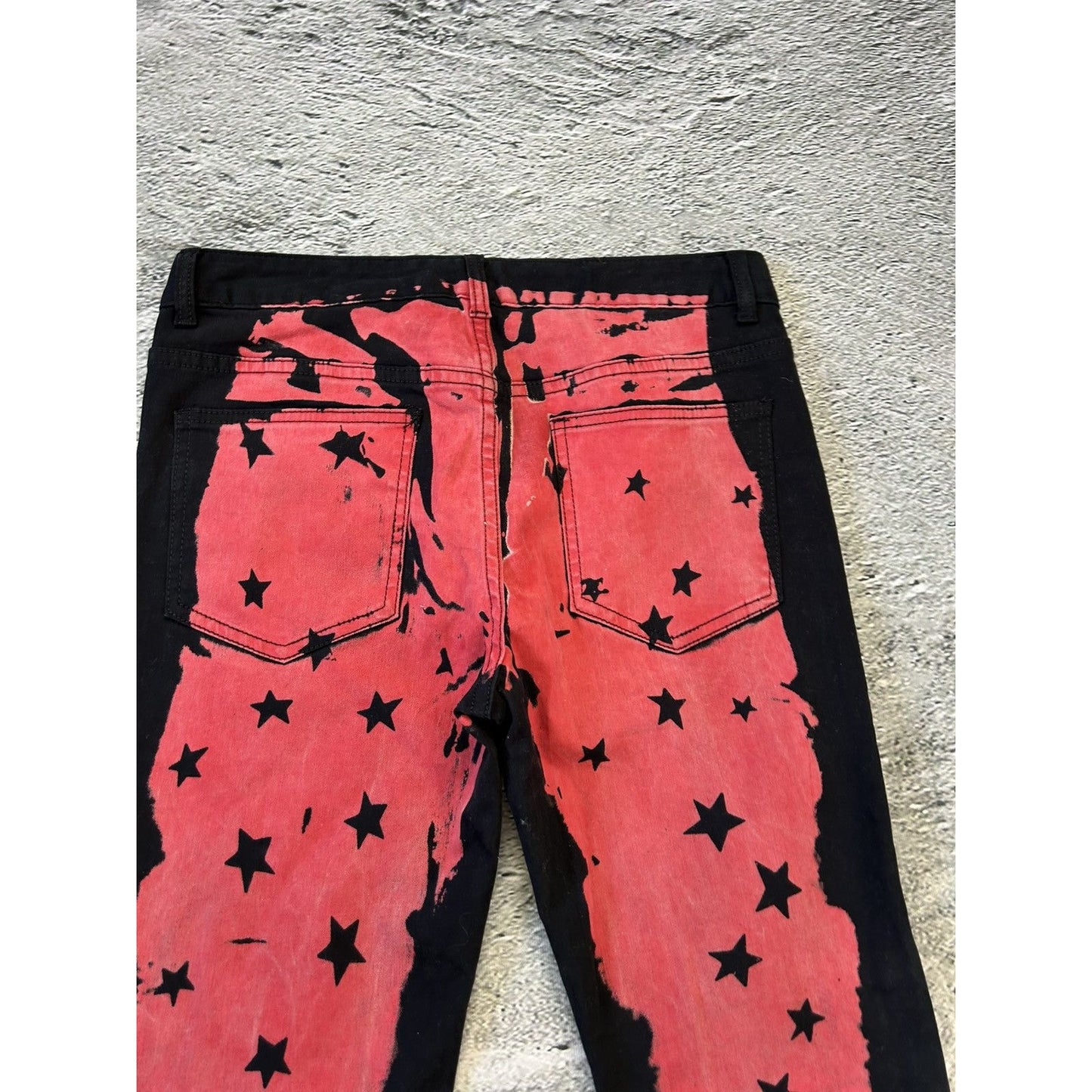 Y2K jeans black red slim stars