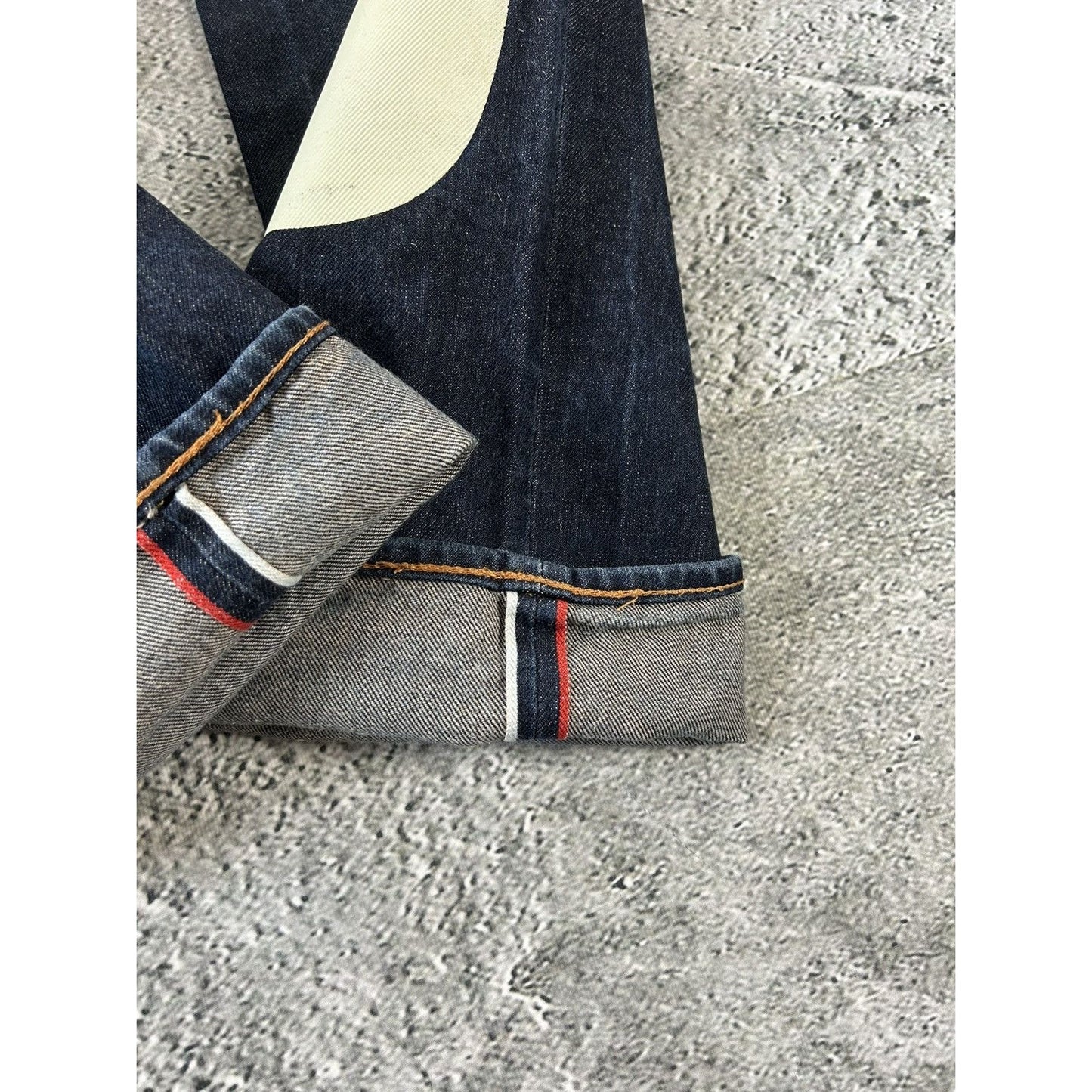Evisu jeans daicock big logo white selvedge denim Y2K