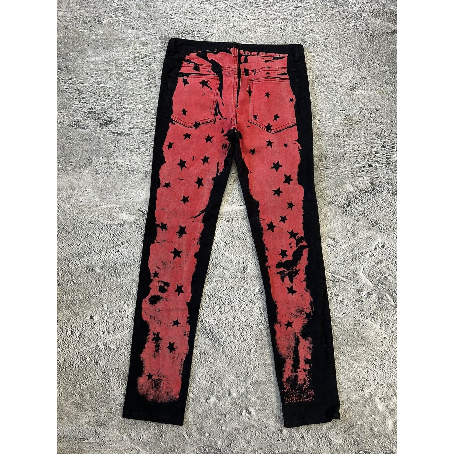 Y2K jeans black red slim stars