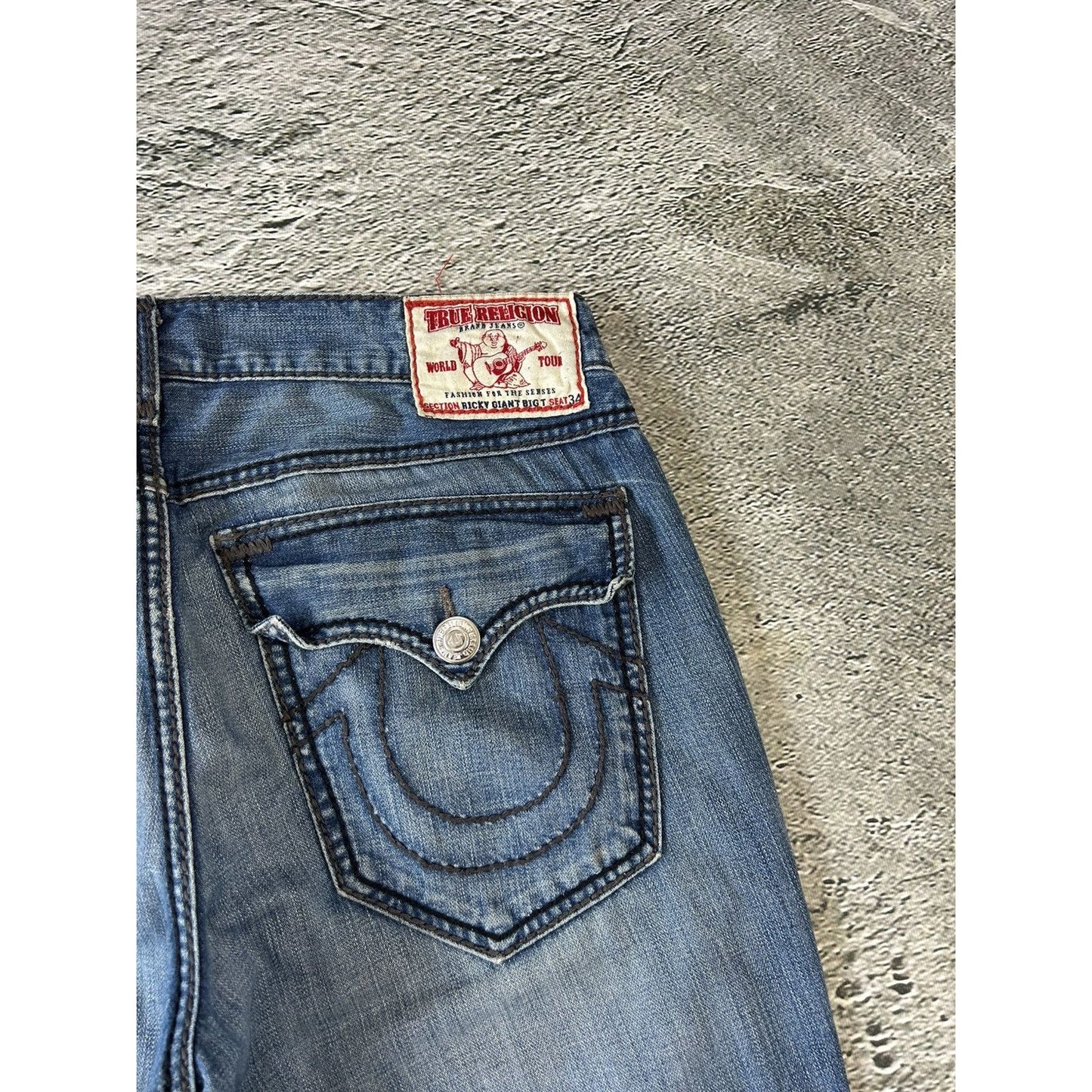 True Religion vintage blue jeans Ricky thick stitching Y2K