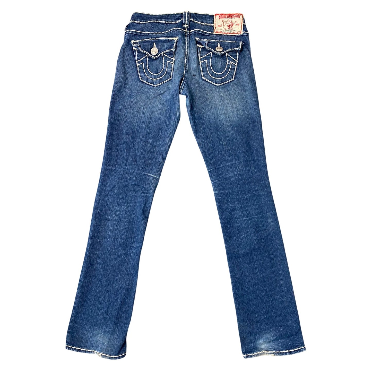 True Religion jeans vintage navy blue made in USA white stitching