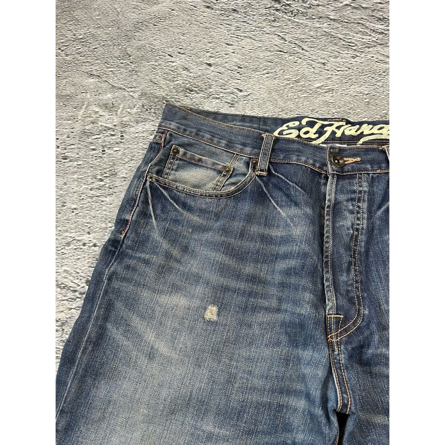 Ed Hardy Christian Audigier vintage jeans big logo pants