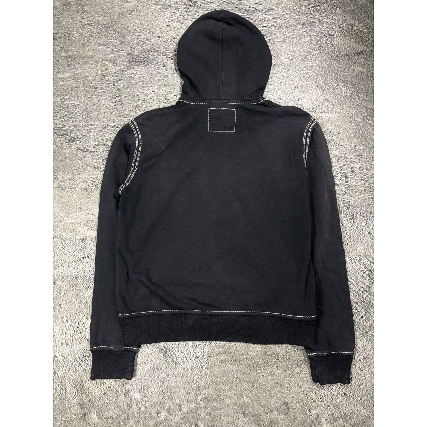 True Religion vintage black navy zip hoodie contrast stitch