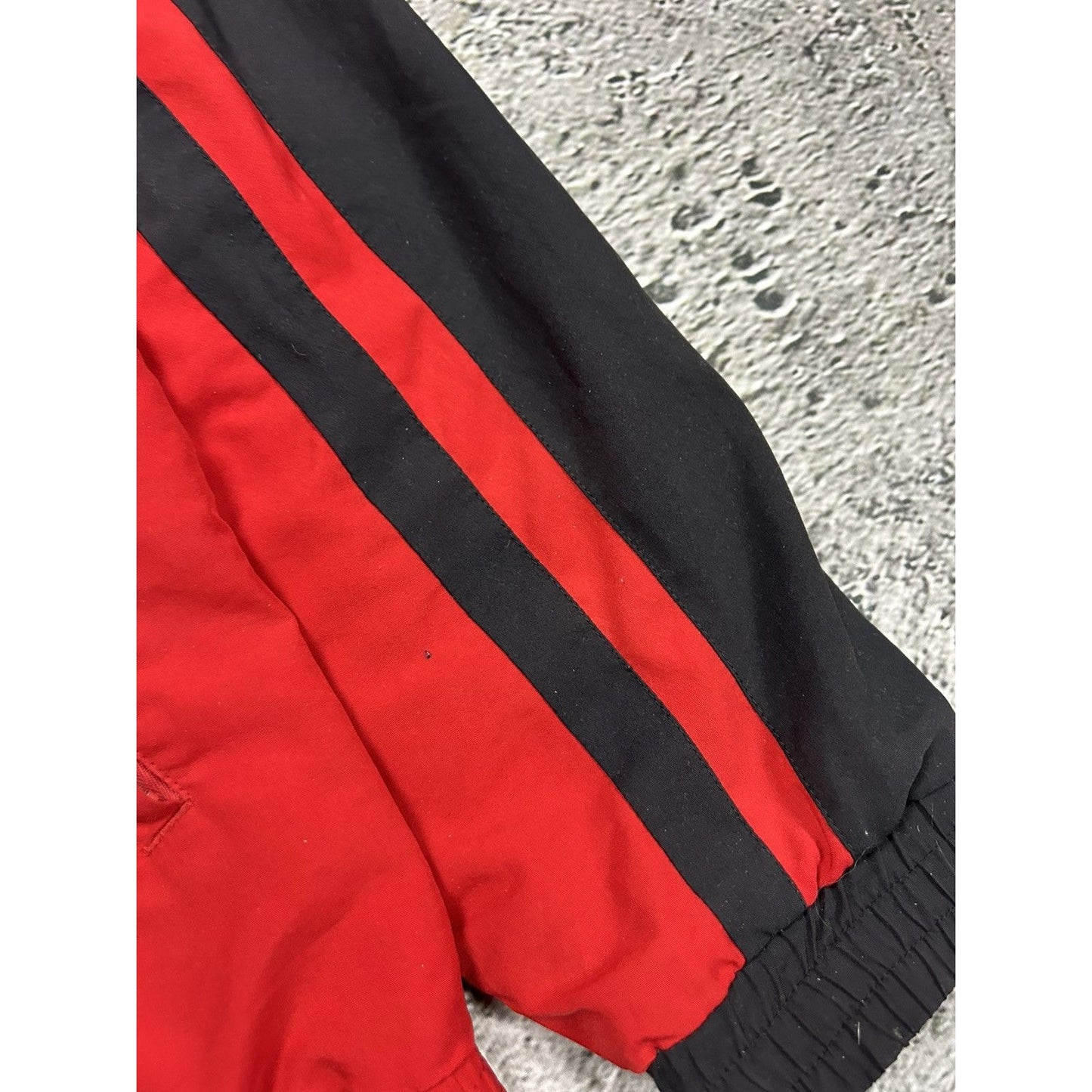 Adidas track suit vintage red black nylon track pants drill