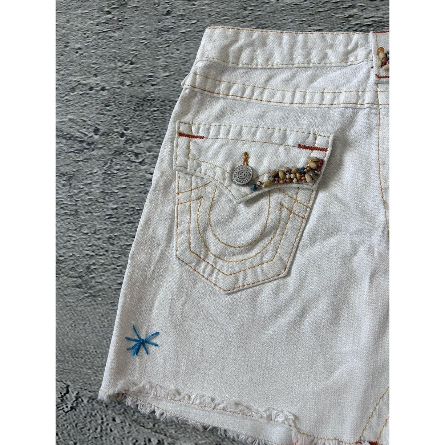 True Religion vintage mini skirt denim white