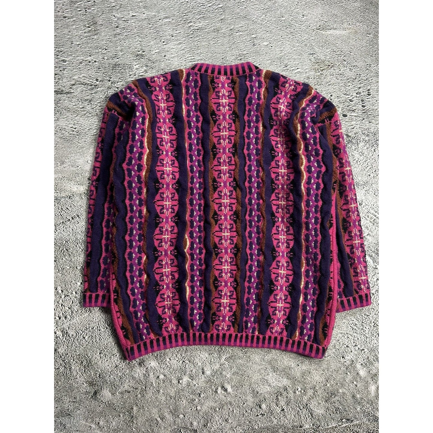 vintage cardigan multicolor cable knit Coogi style sweater