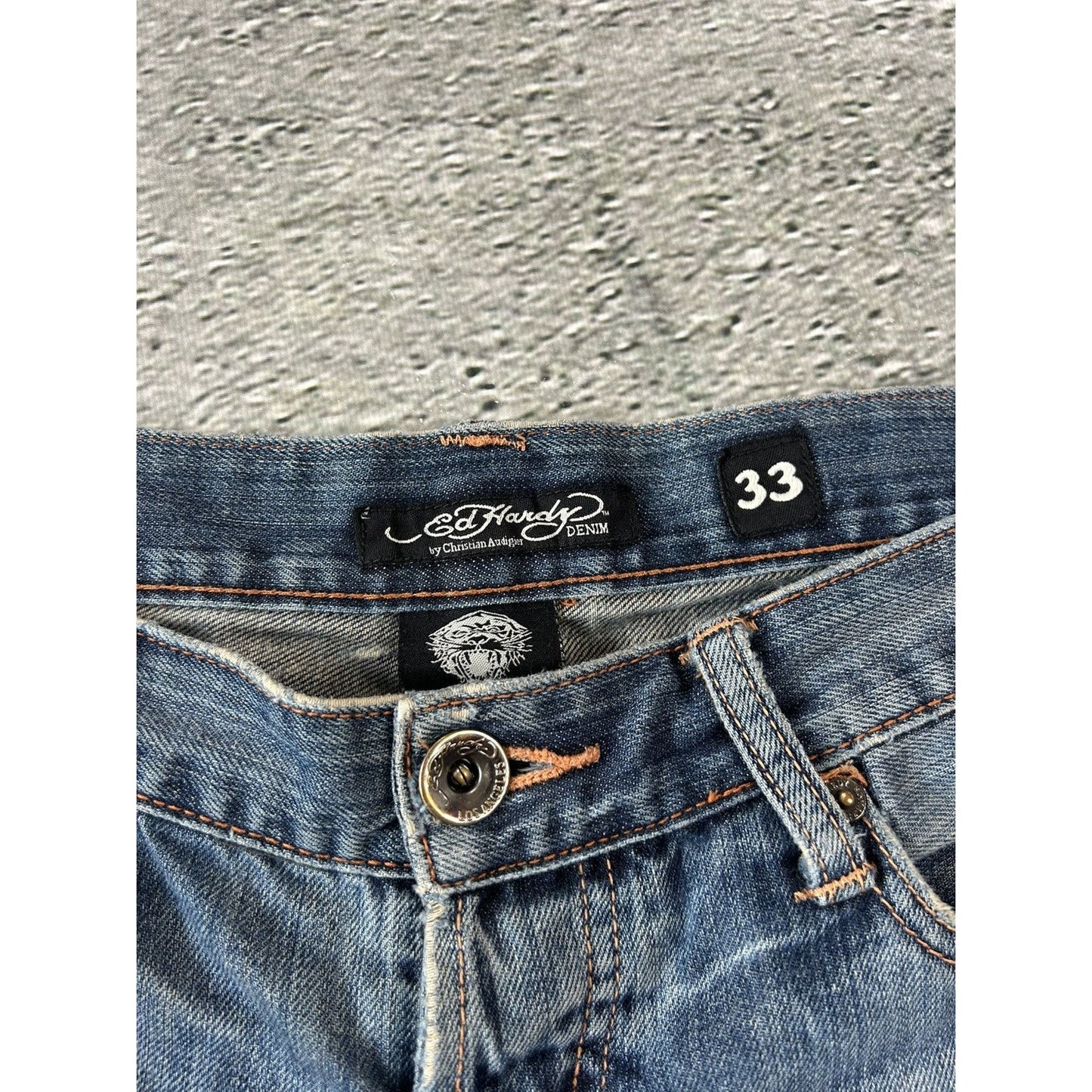 Ed Hardy Christian Audigier vintage jeans big logo pants
