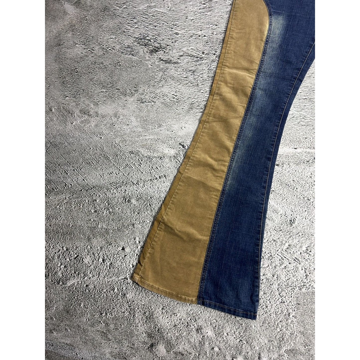 Y2K jeans flared bootcut corduroy navy beige