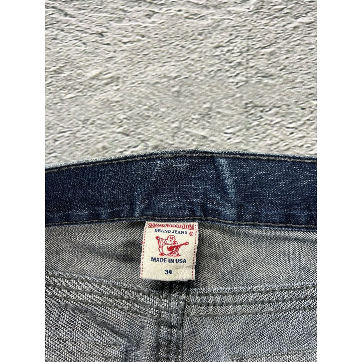 True Religion jorts denim shorts navy black stitching Ricky