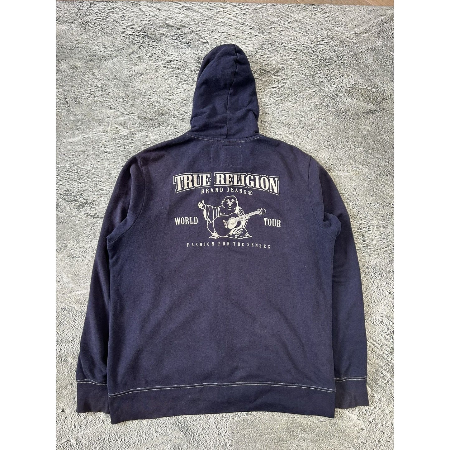 True Religion vintage Navy blue zip hoodie big logo
