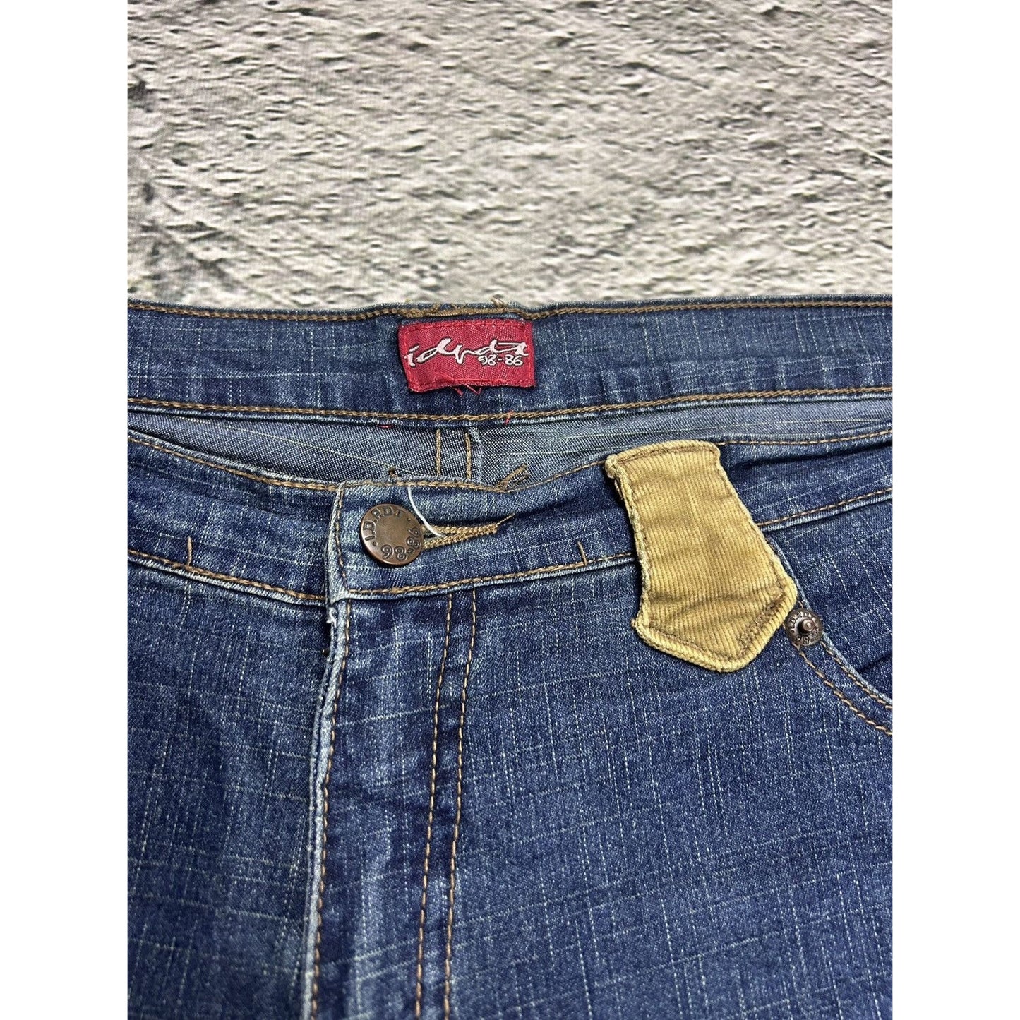 Y2K jeans flared bootcut corduroy navy beige