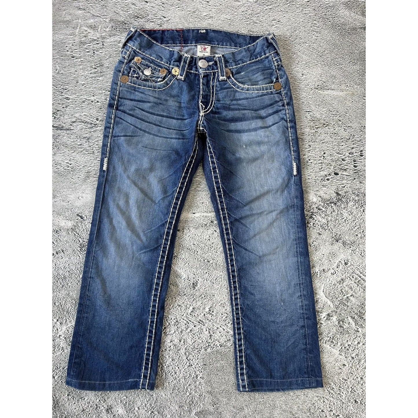 True Religion blue jeans white stitching Y2K Ricky Super T