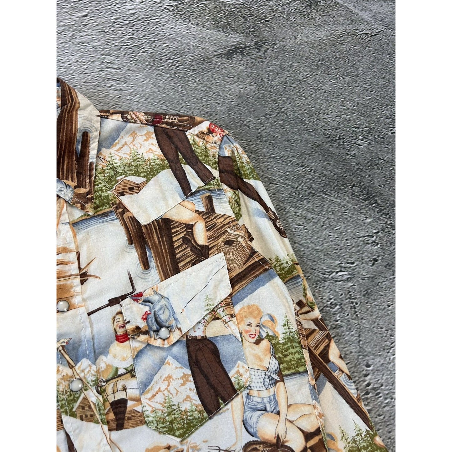Evisu shirt button-up playboy style sexy fullprint