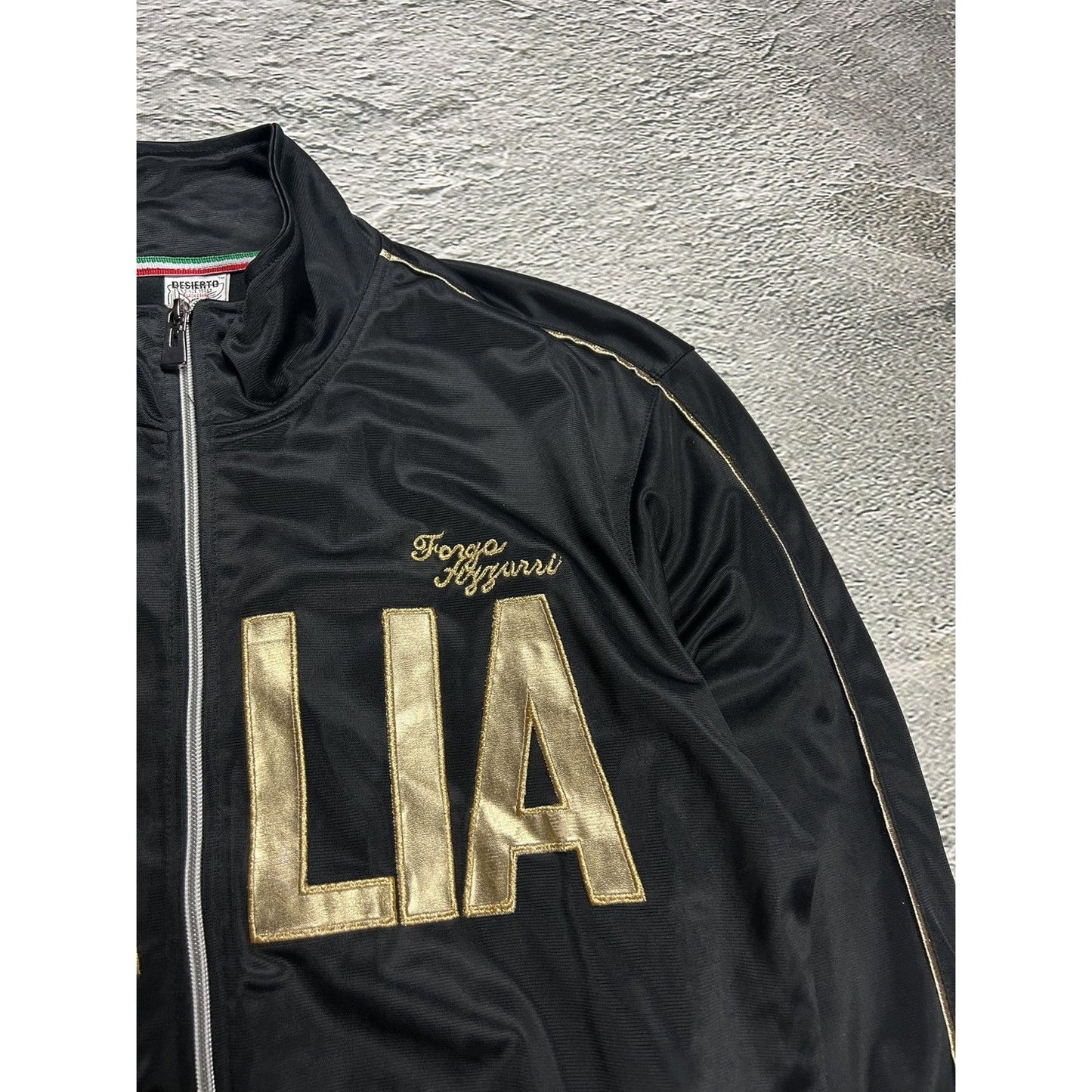 Italia zip sweatshirt vintage Y2K big logo black gold Italy