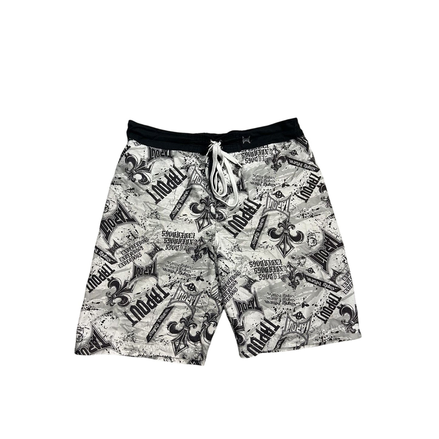 Tapout shorts vintage full print big logo boxing white black