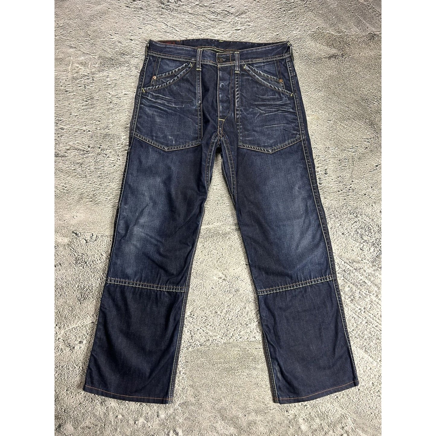 Evisu EU ED jeans vintage denim pants cargo navy blue Y2K