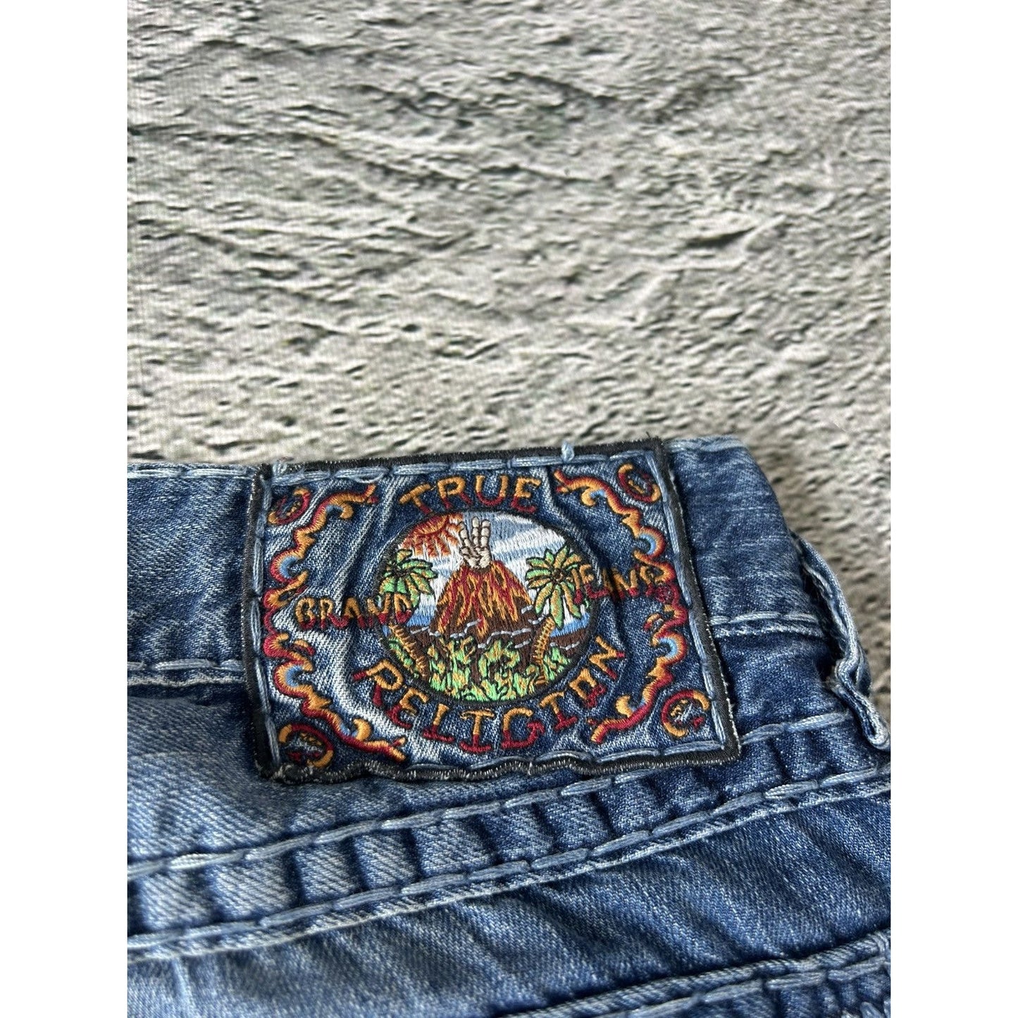 True Religion vintage jeans Blue thick stitching Vince Y2K