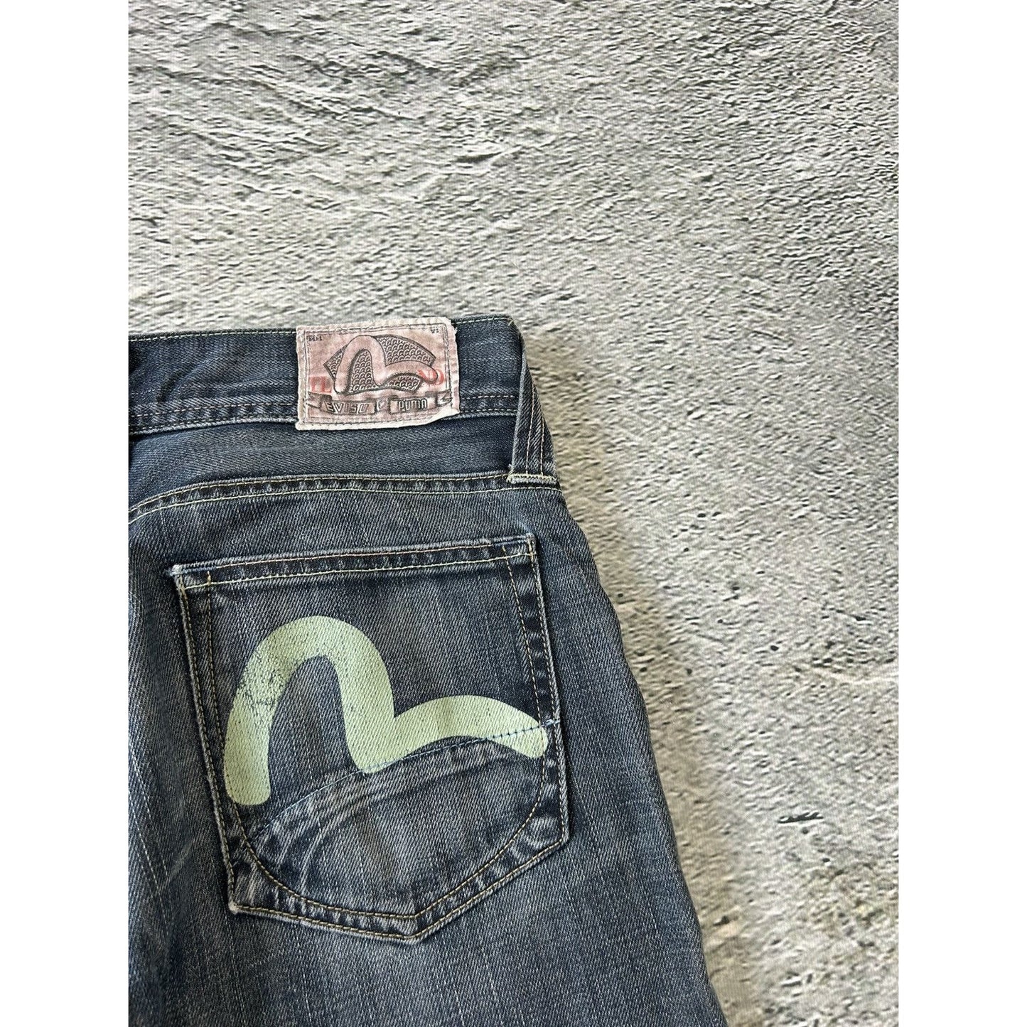 Evisu x Puma vintage navy jeans mint seagulls