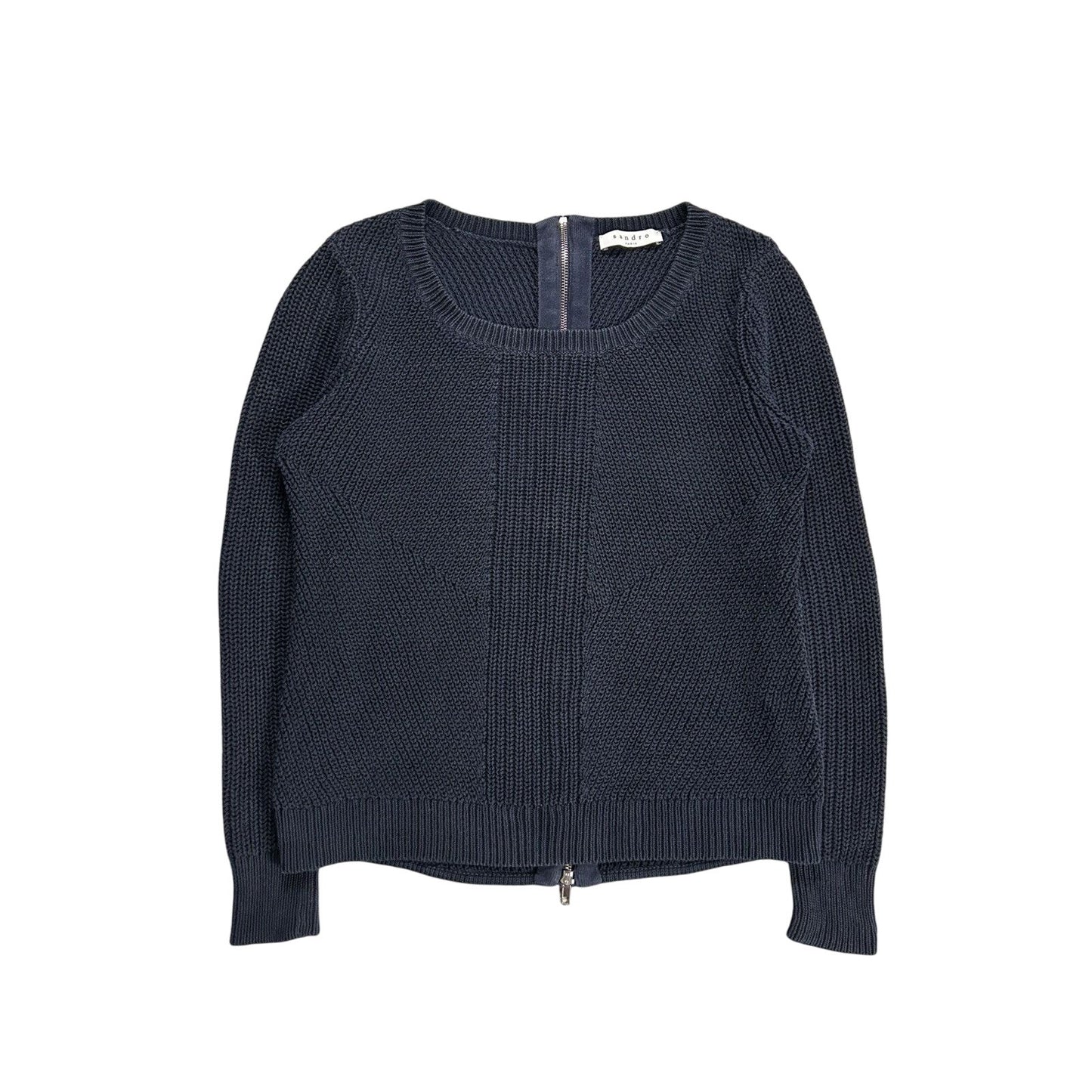 Sandro Paris zip sweater navy blue