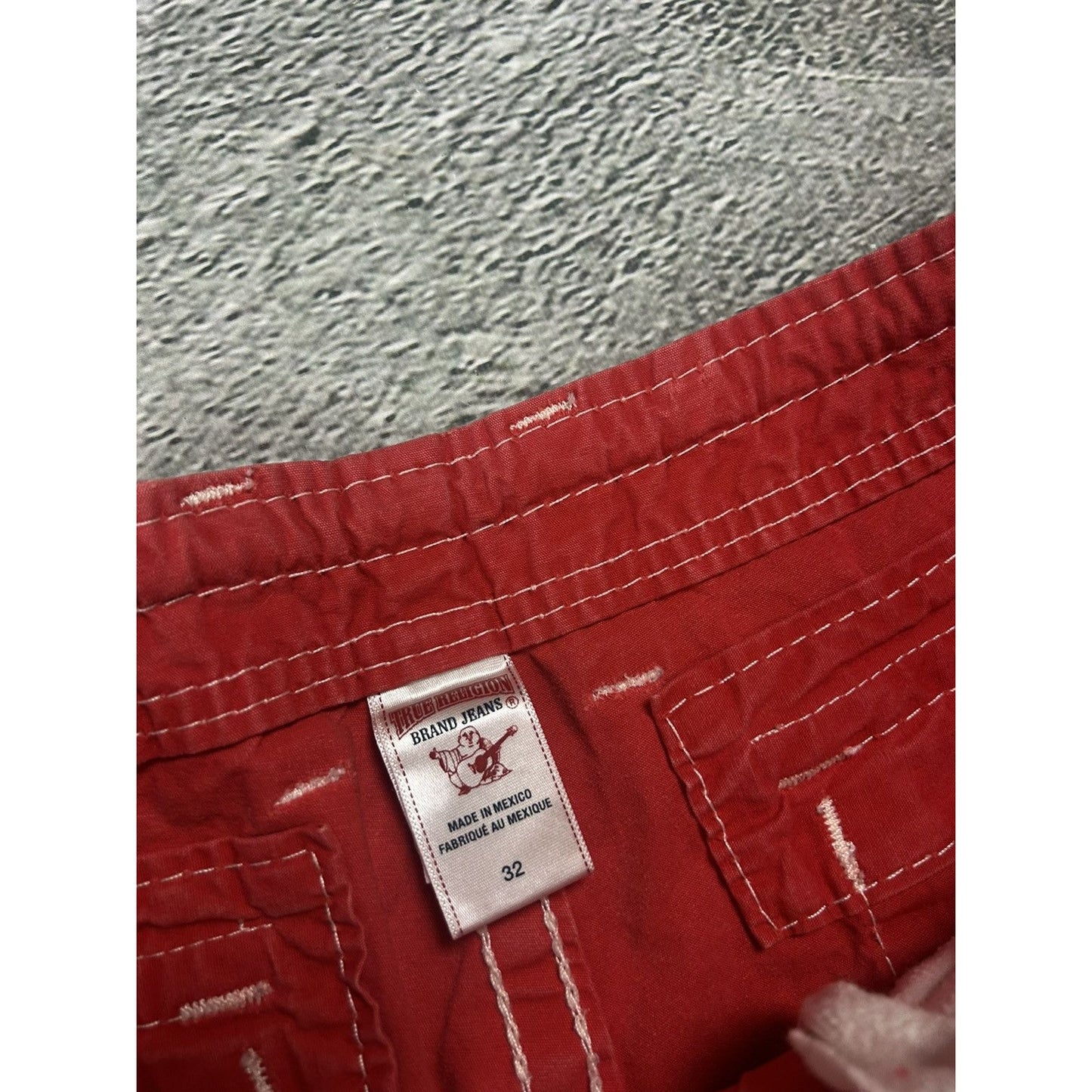 True Religion Cargo jorts shorts fat stitching red