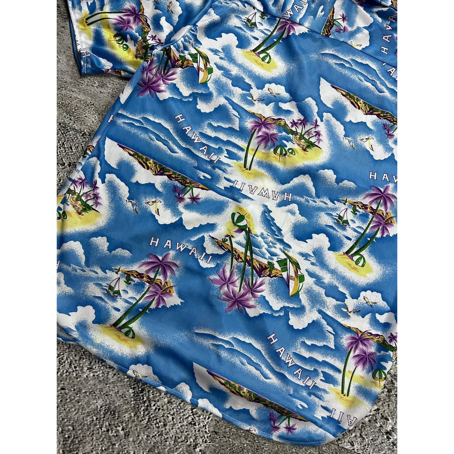 Hawaiian Shirt baby blue vintage style