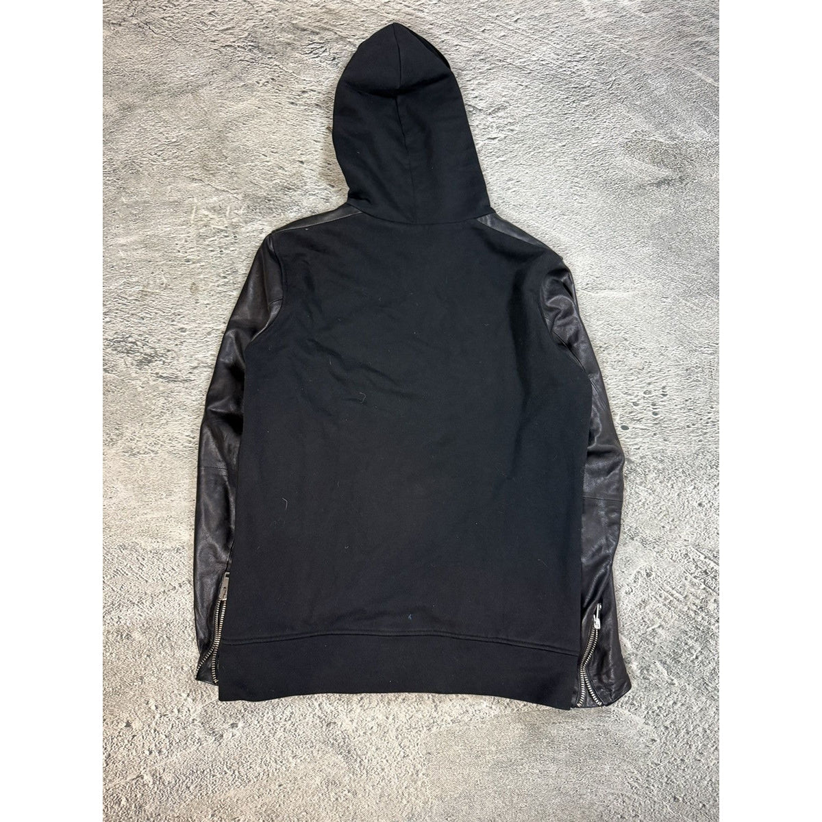 Diesel Vintage jacket Leather sleeves black Avant Garde zip hoodie