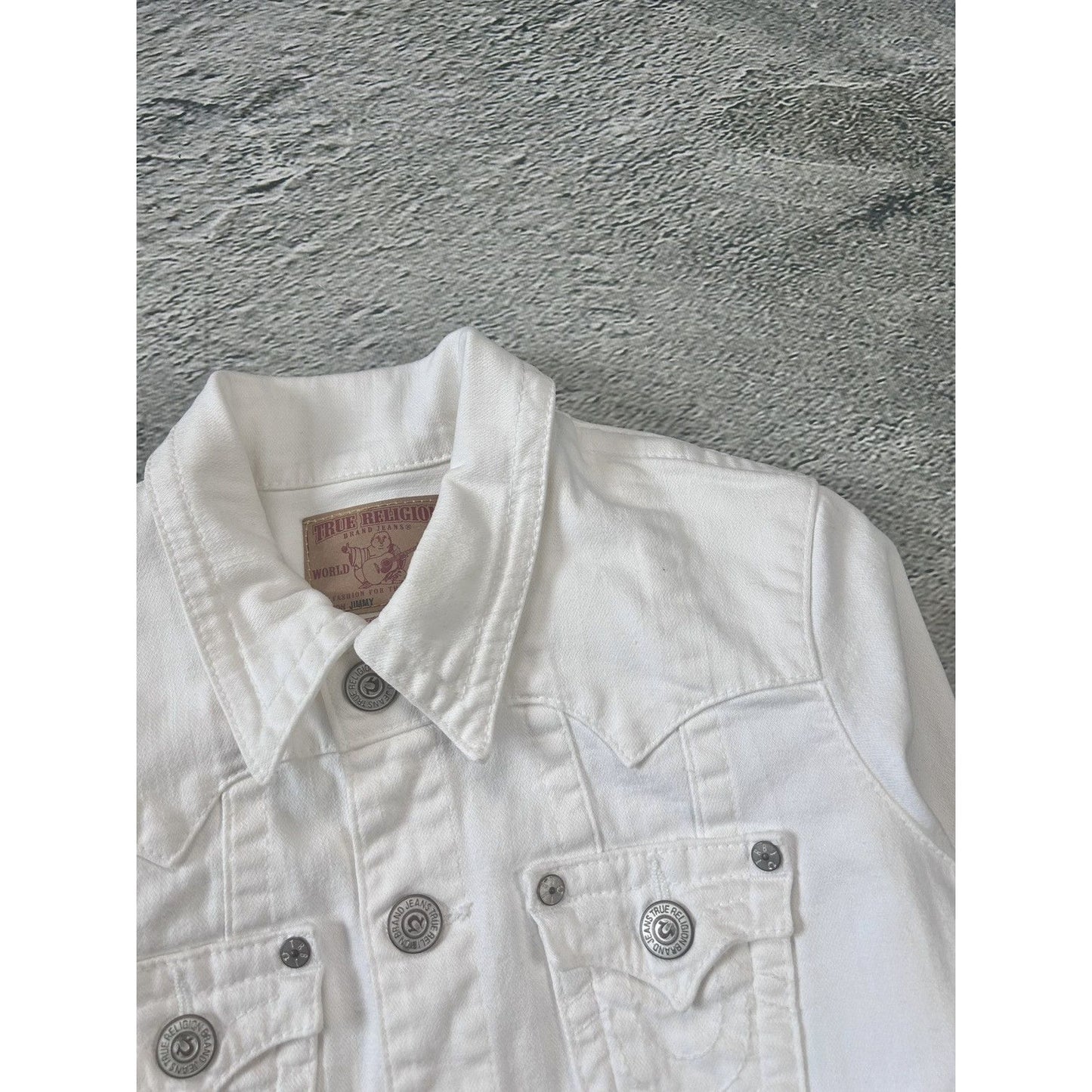 True Religion vintage denim jacket white Y2K