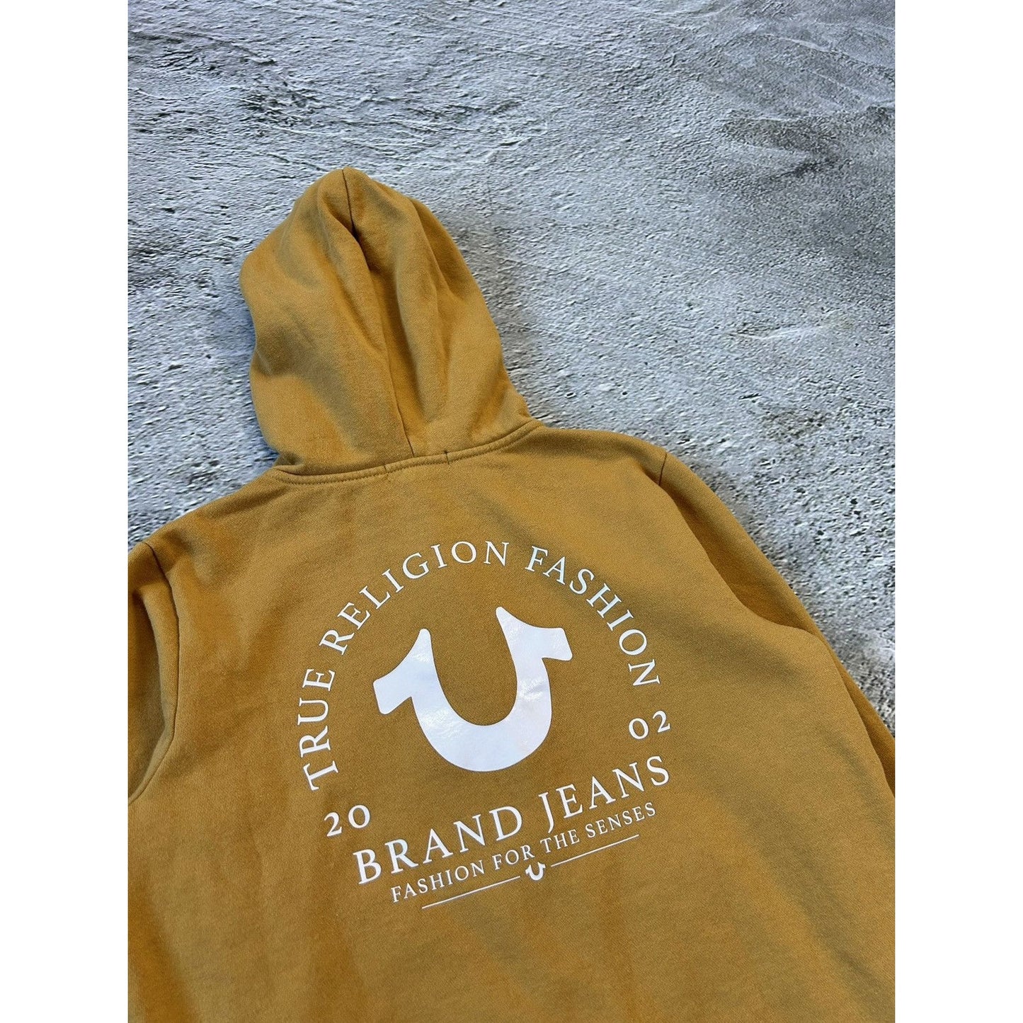 True Religion vintage orange zip hoodie big logo Y2K