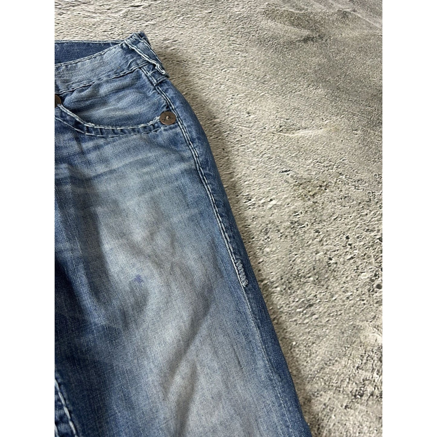 True Religion vintage jeans Blue thick stitching Vince Y2K