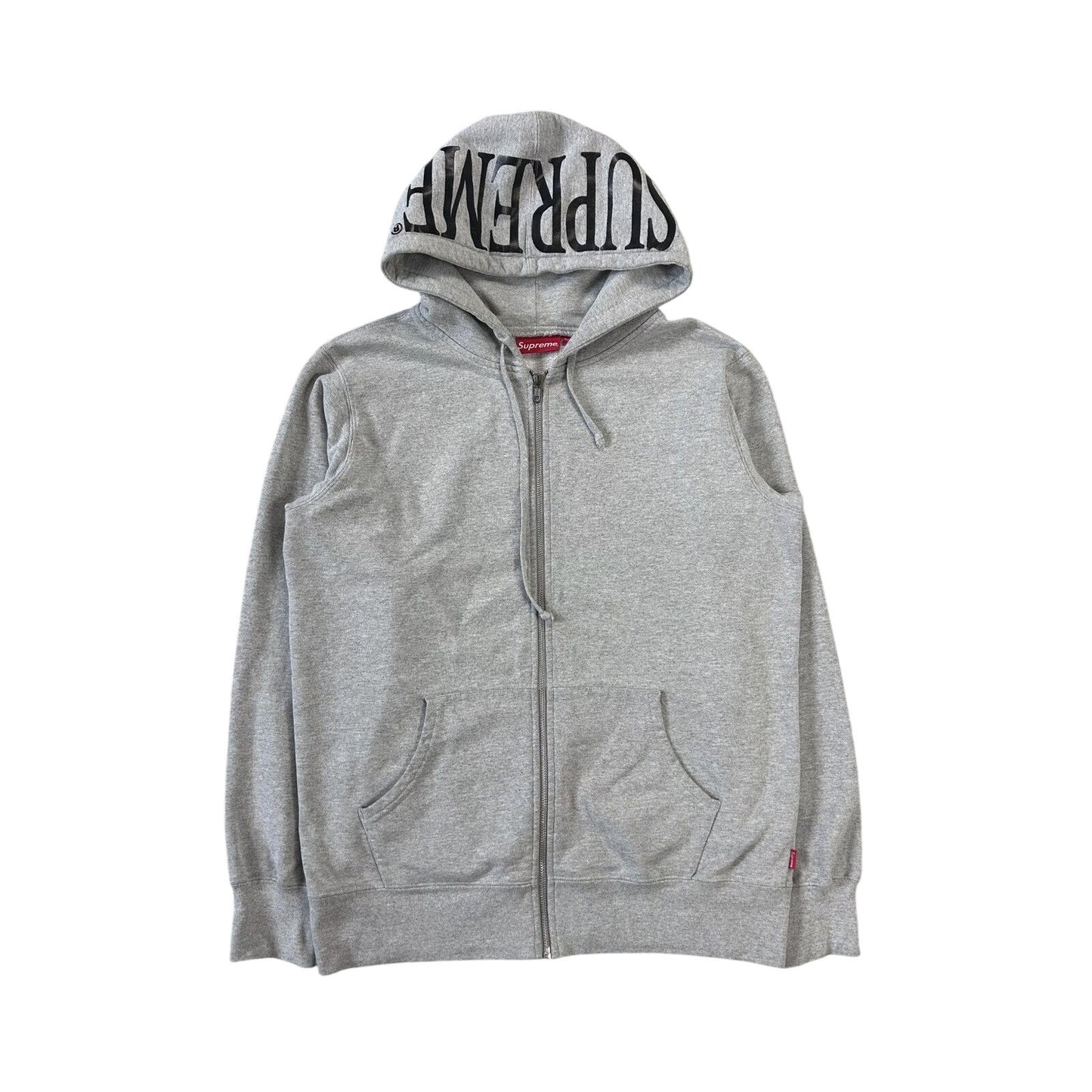 Supreme zip hoodie foil hood logo 2015 grey