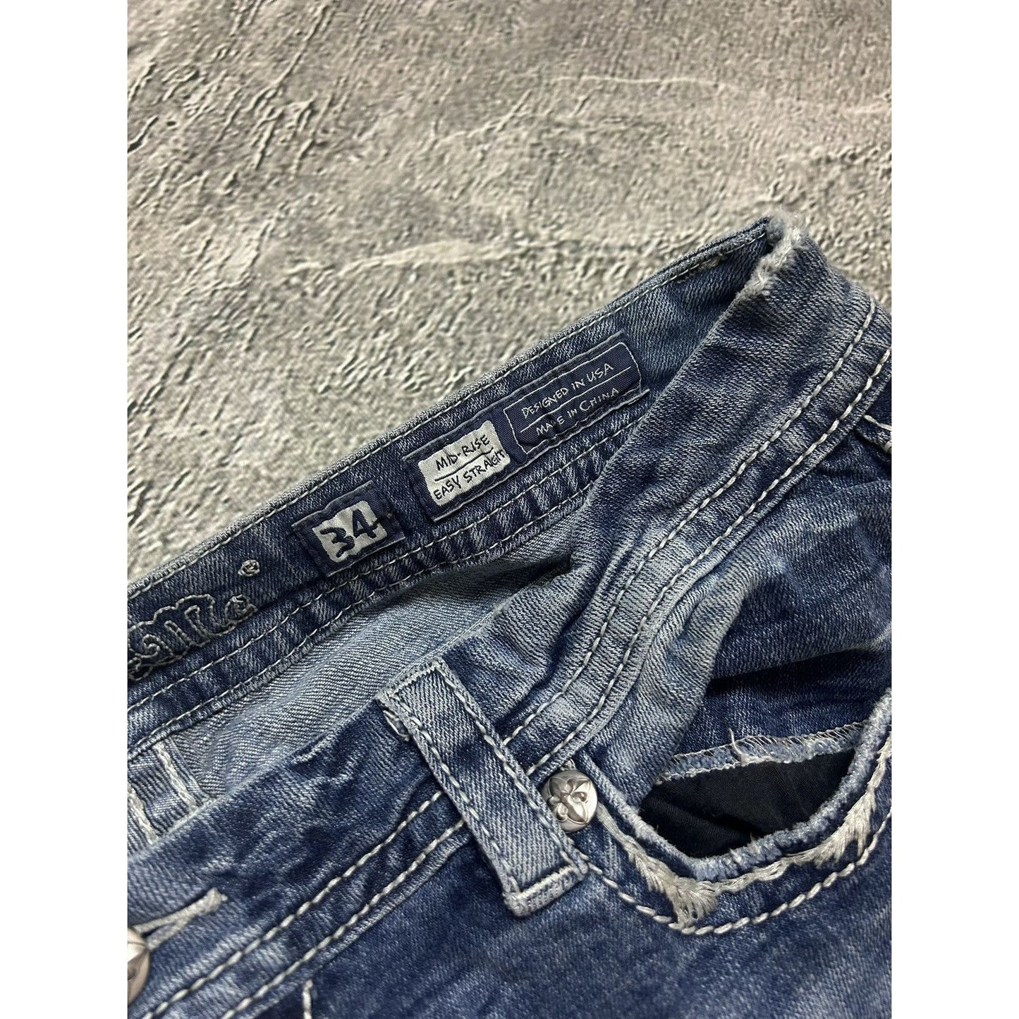 Miss Me flared bootcut white stitching denim vintage y2k
