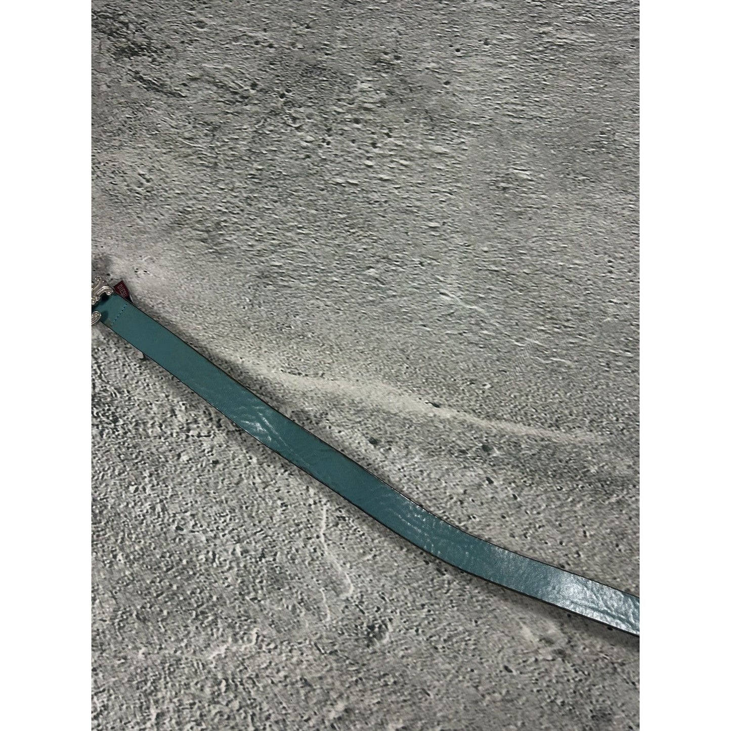 Diesel leather belt big buckle Y2K blue silver