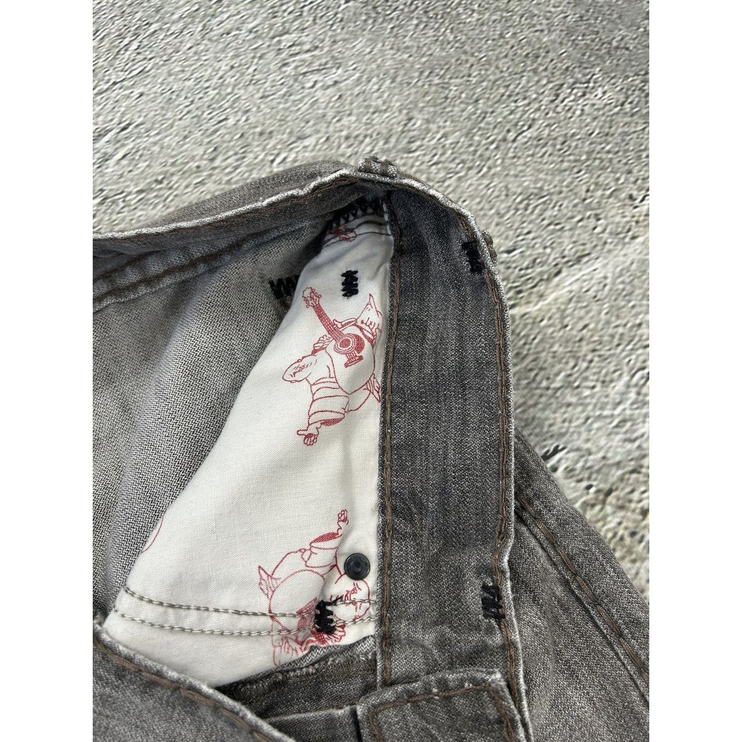 True Religion vintage grey jeans black logo Y2K