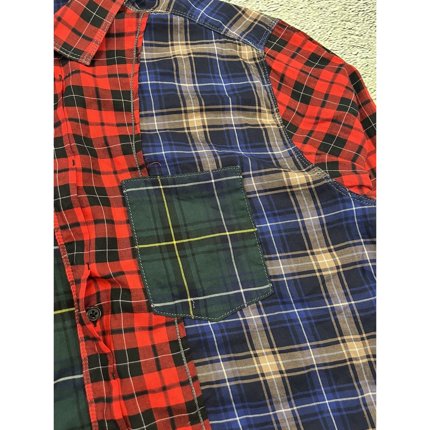 Lanvin shirt patchwork plaid tartan button up flannel runway