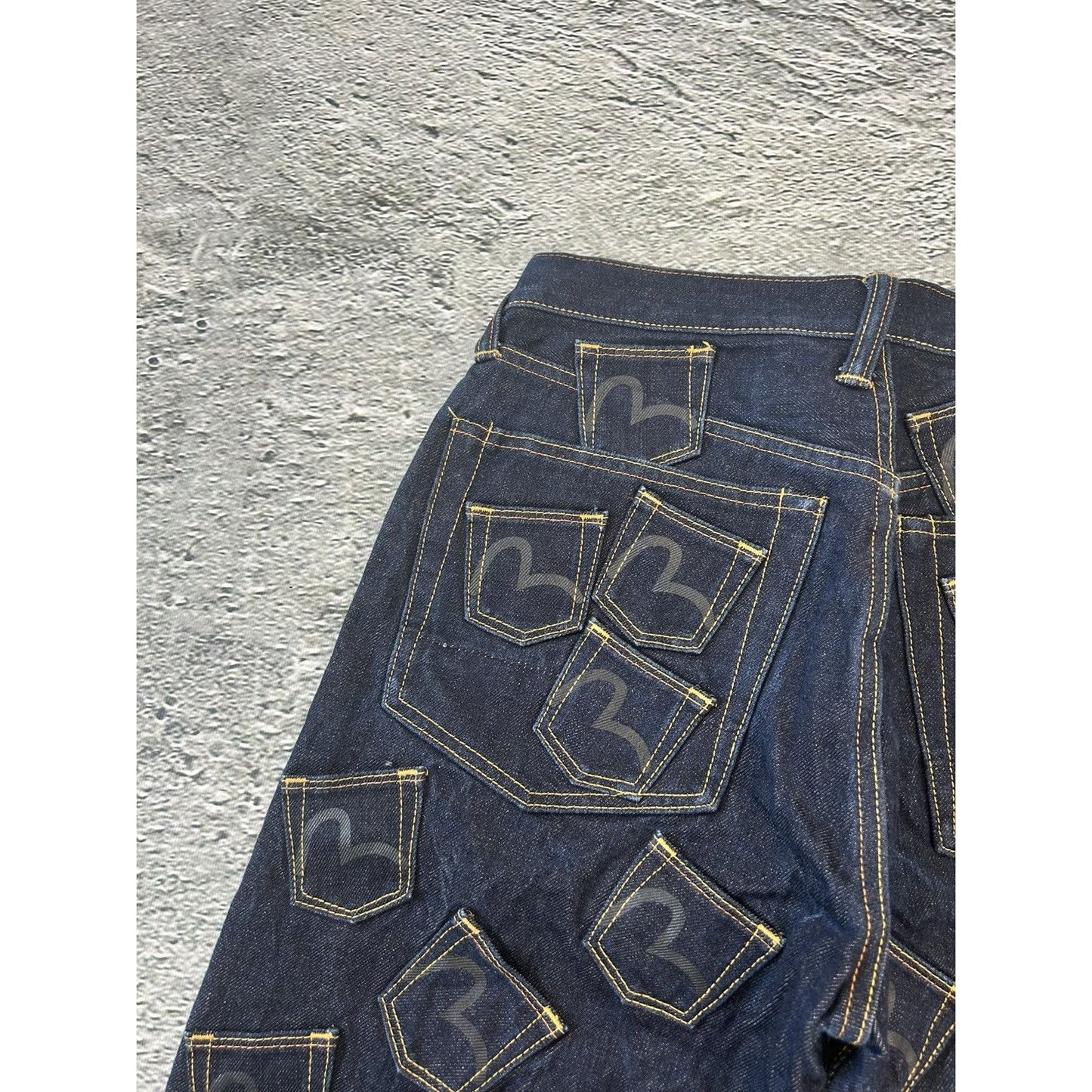 Evisu multipocket jeans front logo rare sample black
