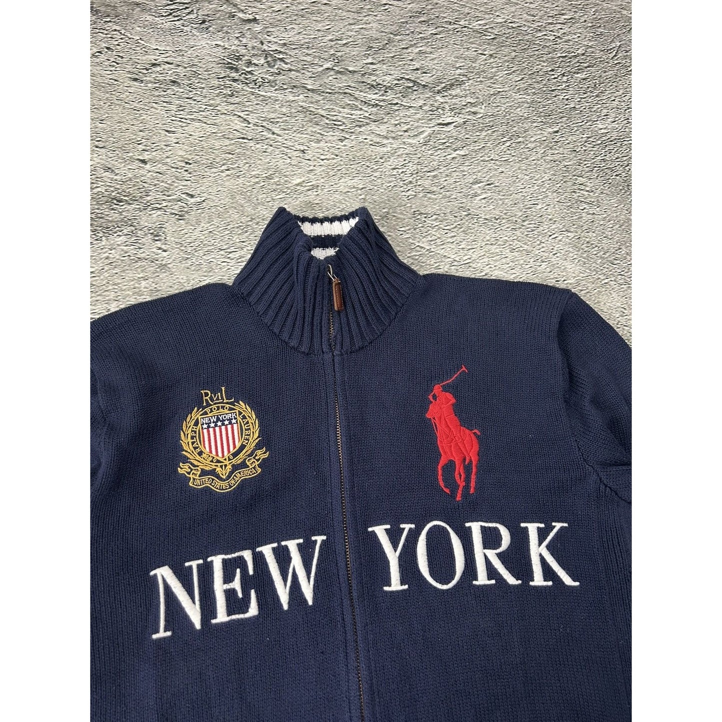 Chief Keef Polo Ralph Lauren zip sweater New York navy