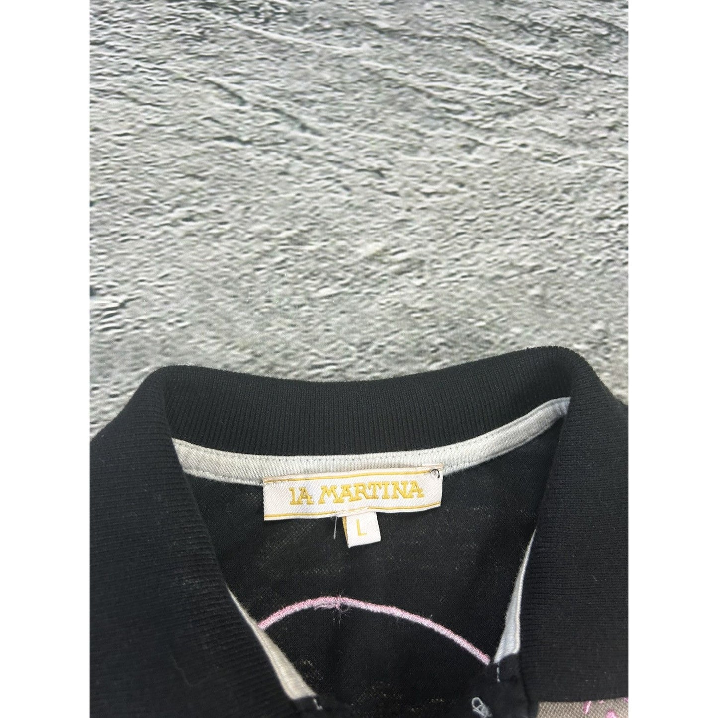 La Martina Polo T-shirt black floral big pony