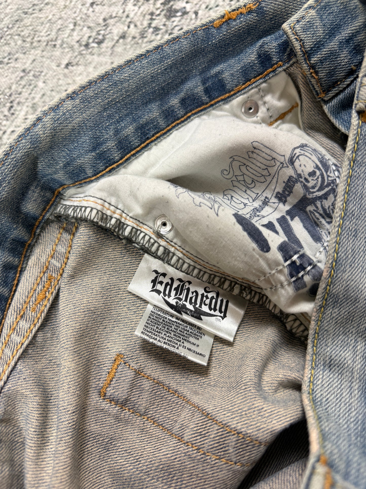 Ed Hardy Christian Audigier vintage jeans big logo pants