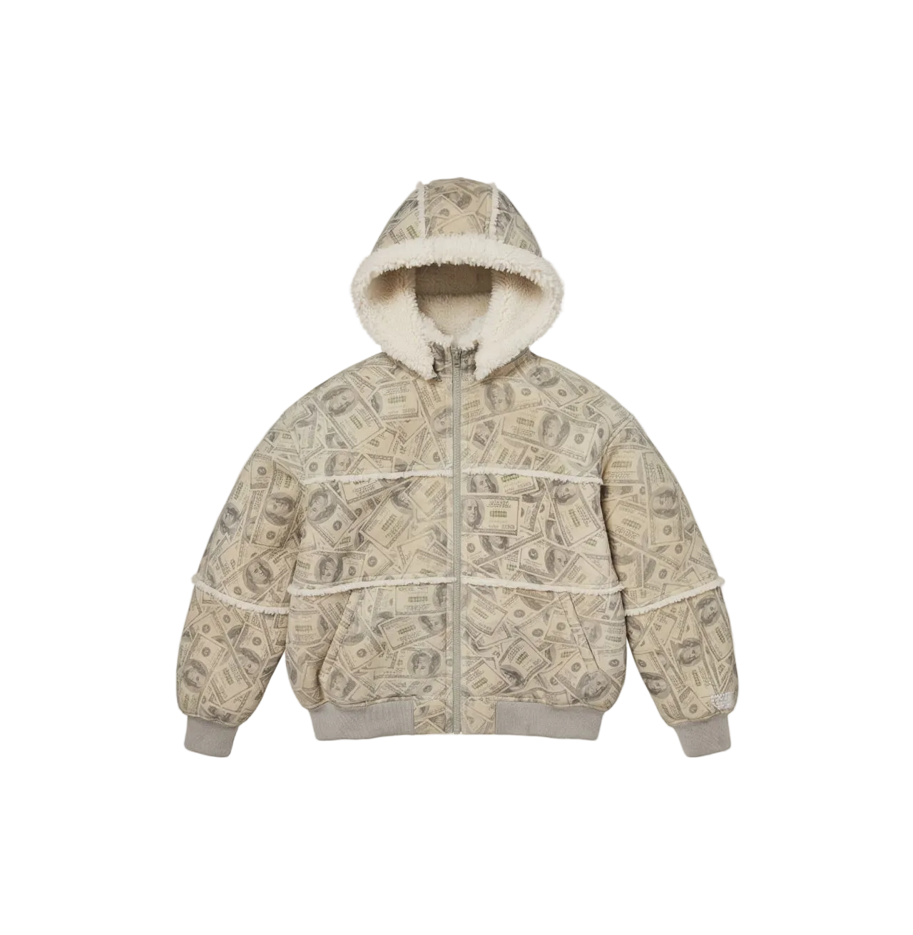 Supreme MM6 Maison Margiela Hooded Shearling Jacket Money fullprint