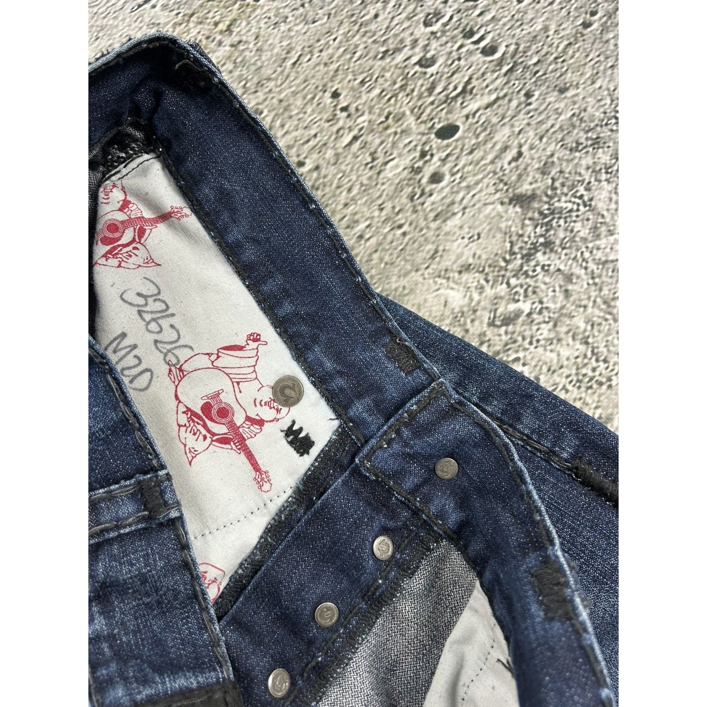True Religion navy jeans black thick stitching Jack Big QT