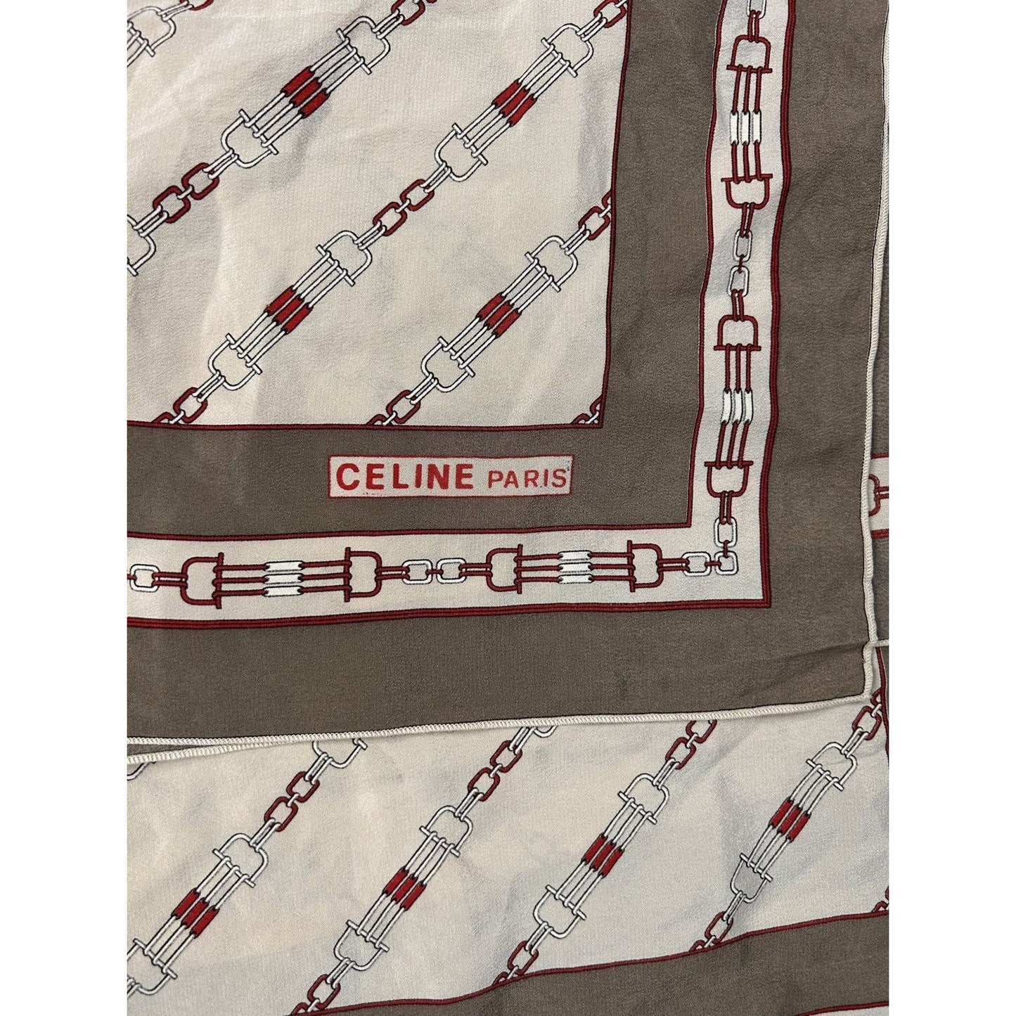 Celine silk scarf vintage brown beige chains