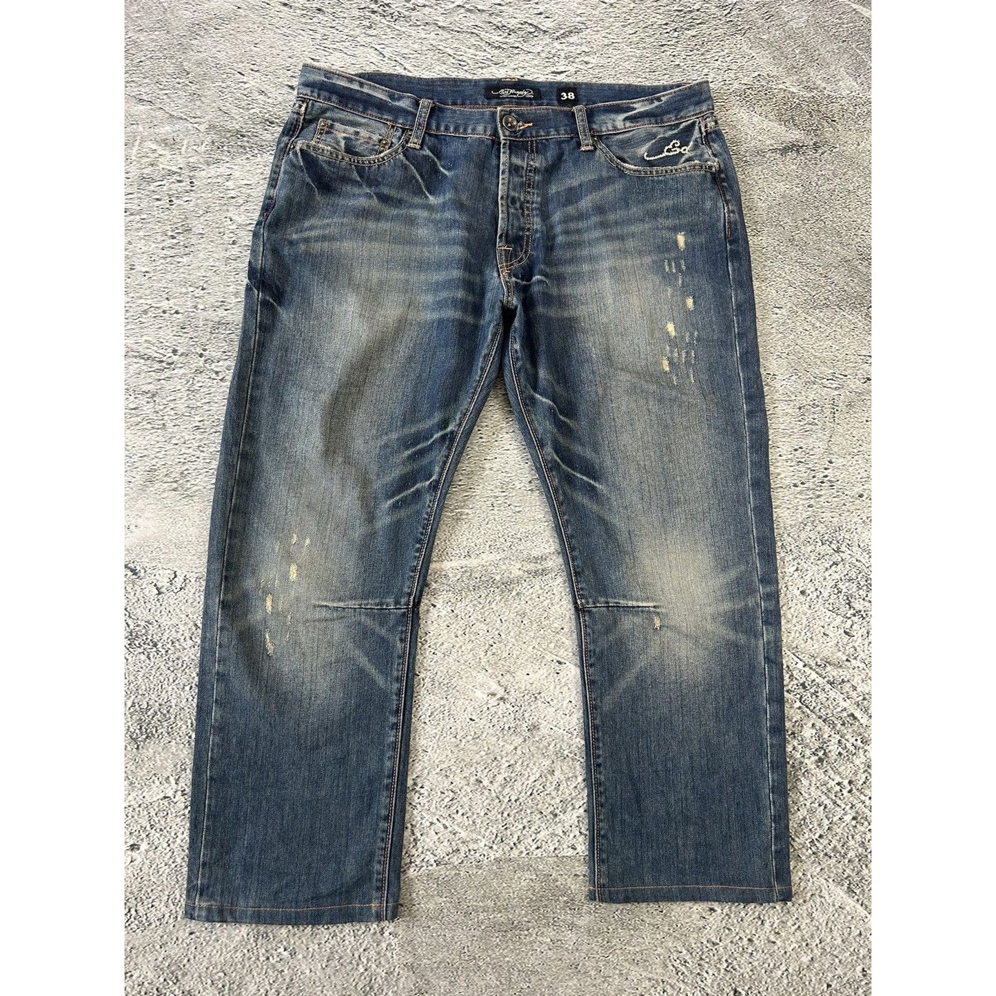 Ed Hardy Christian Audigier vintage jeans big logo pants