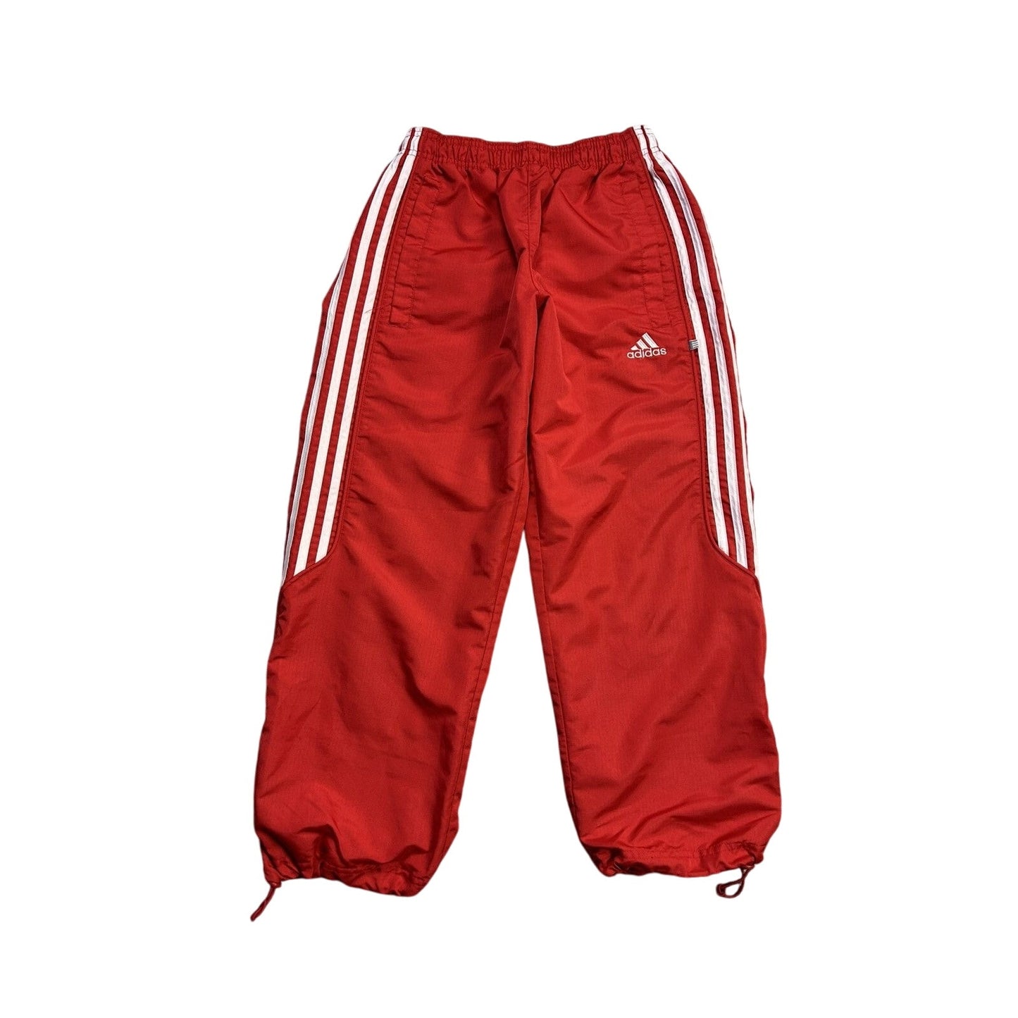 Adidas vintage red nylon track pants capri drill 90s Y2K