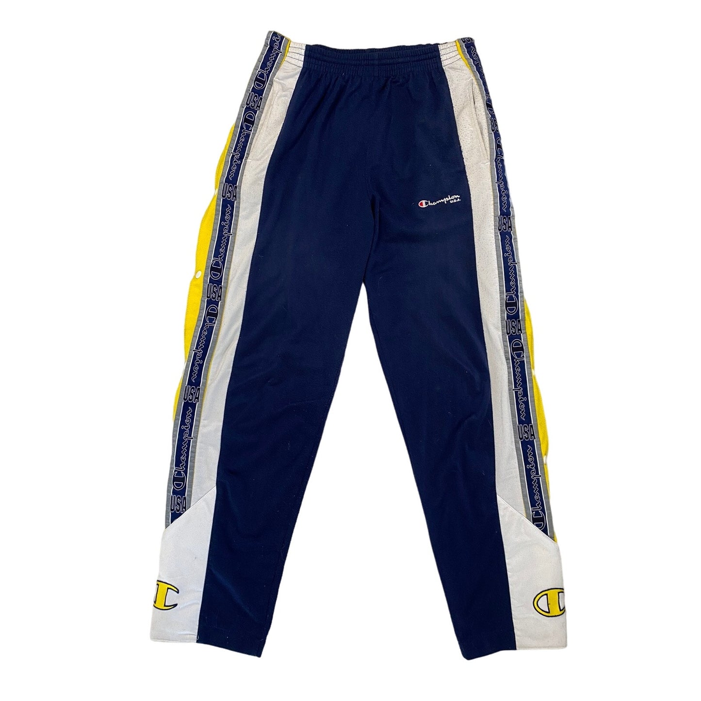 Champion USA sweat pants track side stripe vintage navy